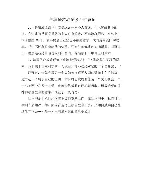 鲁滨逊漂游记腰封推荐词