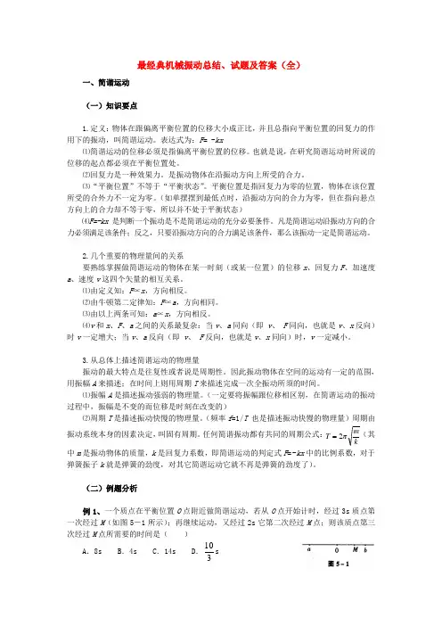 最经典机械振动总结、试题及答案(全)