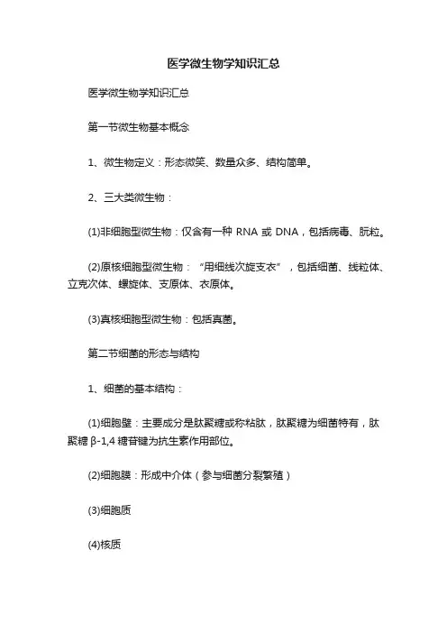医学微生物学知识汇总