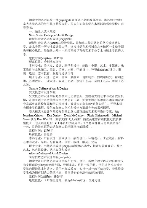 年加拿大艺术留学院校选择