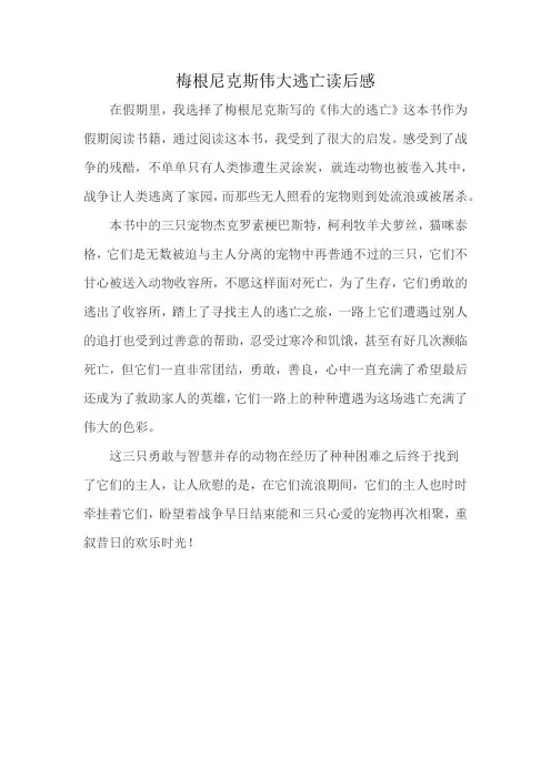 梅根尼克斯伟大逃亡读后感