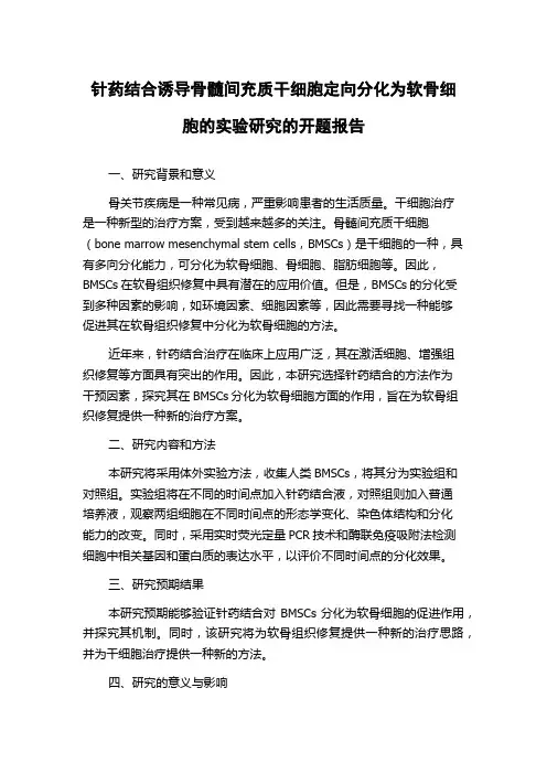 针药结合诱导骨髓间充质干细胞定向分化为软骨细胞的实验研究的开题报告