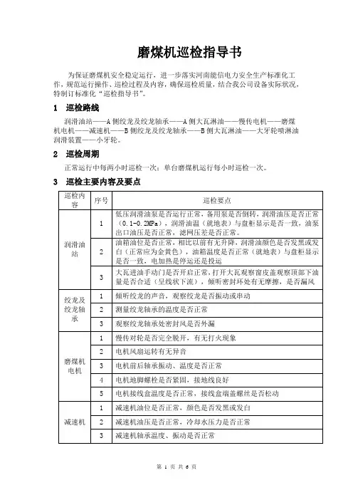 磨煤机巡检标准[2]