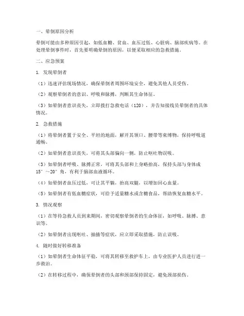 晕倒后应急预案
