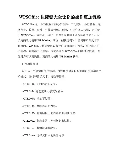WPSOffice快捷键大全让你的操作更加流畅
