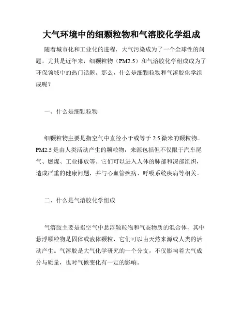 大气环境中的细颗粒物和气溶胶化学组成