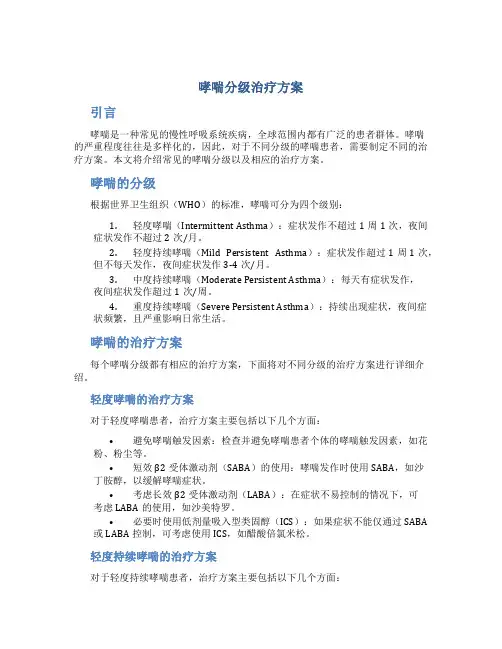 哮喘分级治疗方案