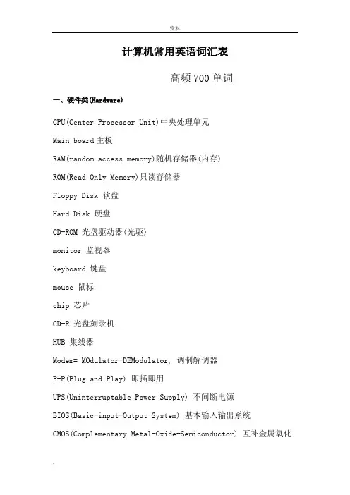 有关电脑的常用英语词汇-非常全