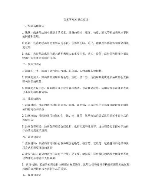 美术客观知识点总结