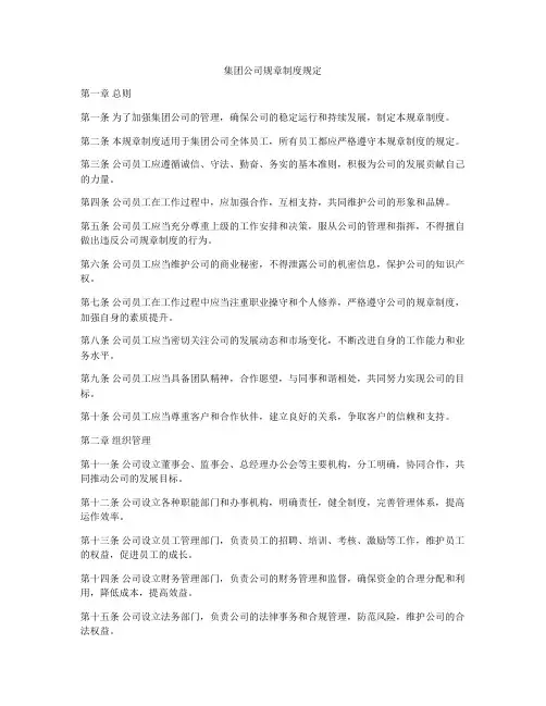 集团公司规章制度规定