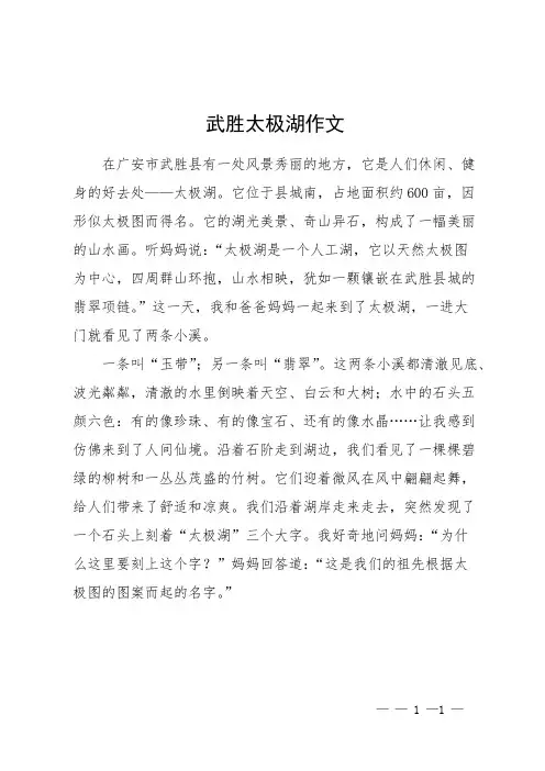 武胜太极湖作文