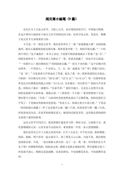 闹元宵小练笔(9篇)