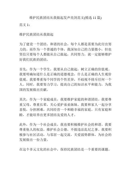 维护民族团结从我做起发声亮剑范文(精选11篇)