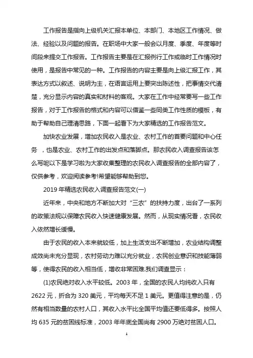 精选农民收入调查报告范文5篇word版