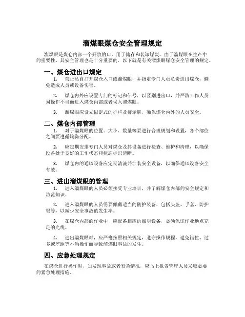 溜煤眼煤仓安全管理规定