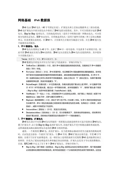 网络基础  IPv6数据报