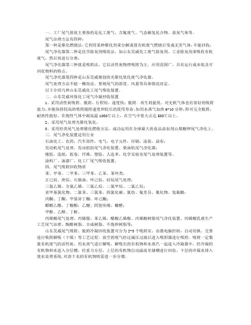 工业废气处理设备参数详解