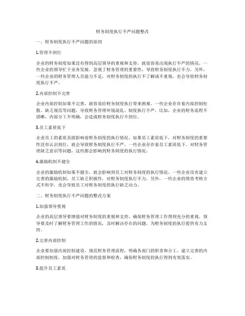 财务制度执行不严问题整改