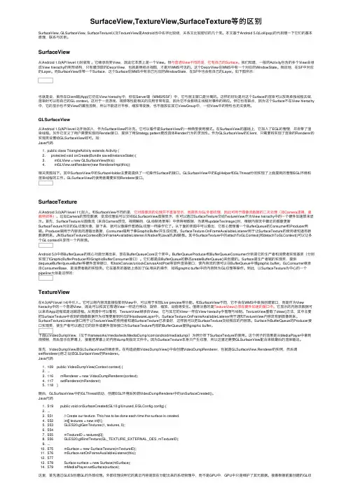 SurfaceView,TextureView,SurfaceTexture等的区别