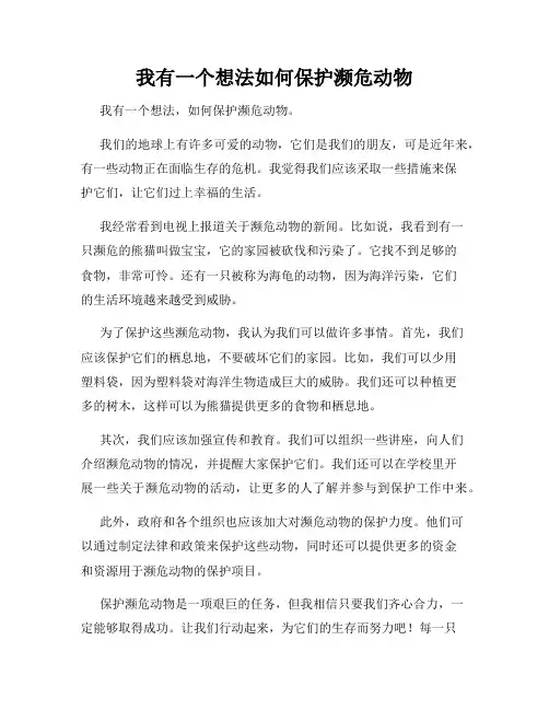 三年级作文我有一个想法我有一个想法如何保护濒危动物