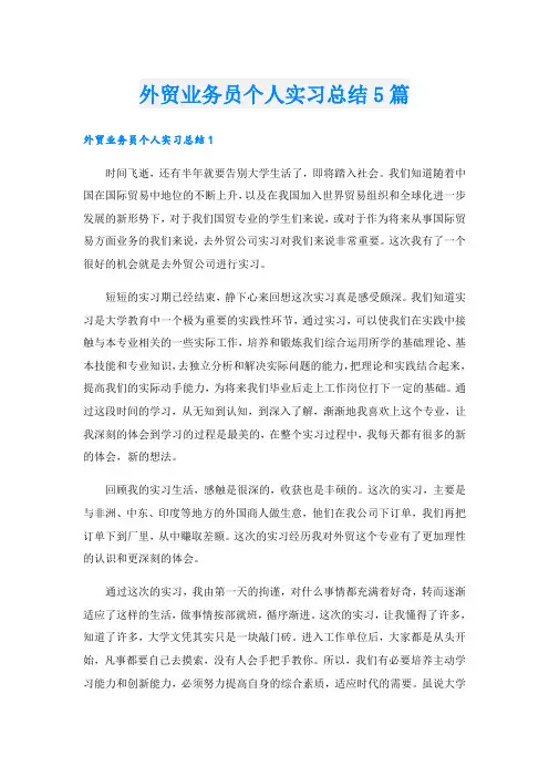 外贸业务员个人实习总结5篇