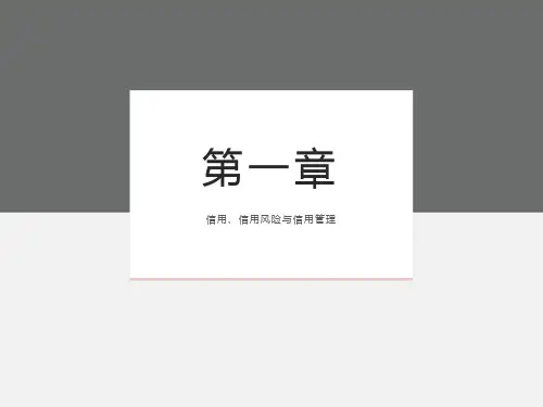 信用管理 第01章信用、信用风险与信用管理