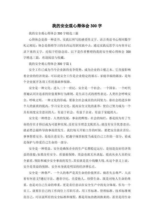 我的安全观心得体会300字