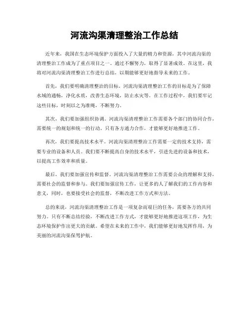 河流沟渠清理整治工作总结