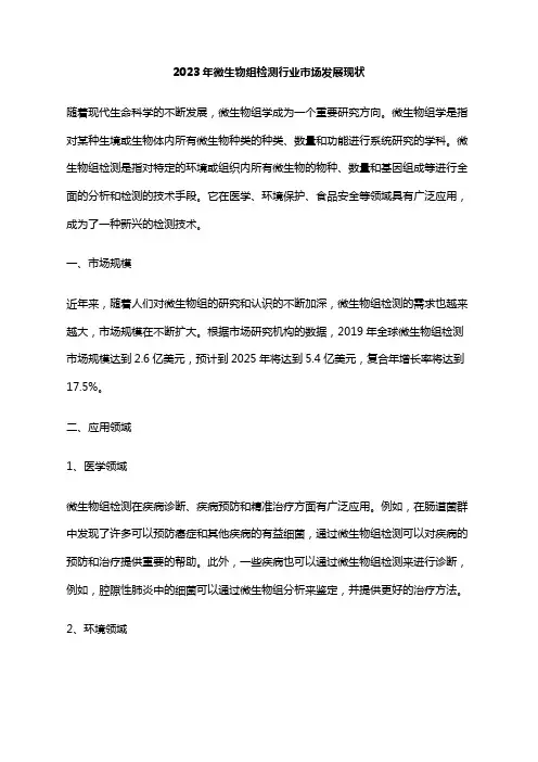 2023年微生物组检测行业市场发展现状