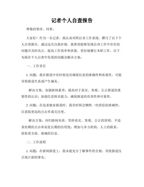 记者个人自查报告