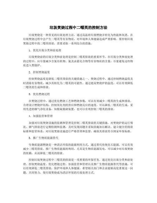垃圾焚烧过程中二恶英的控制方法