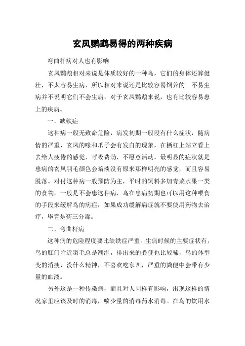 玄凤鹦鹉易得的两种疾病