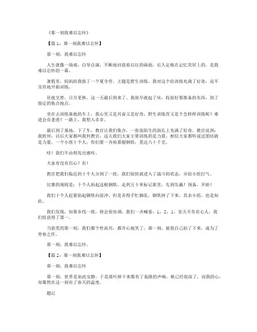 那一刻我难以忘怀(20篇)_作文