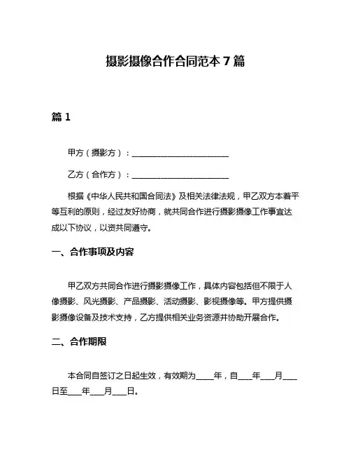摄影摄像合作合同范本7篇