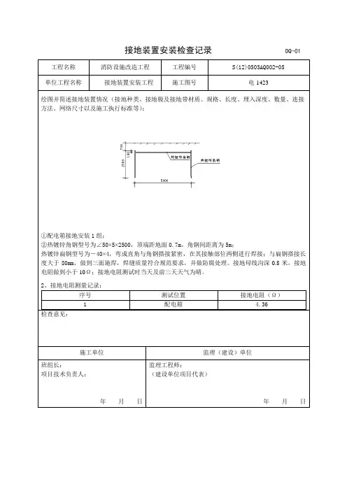 接地装置安装检查记录