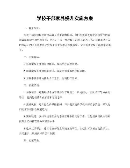 学校干部素养提升实施方案