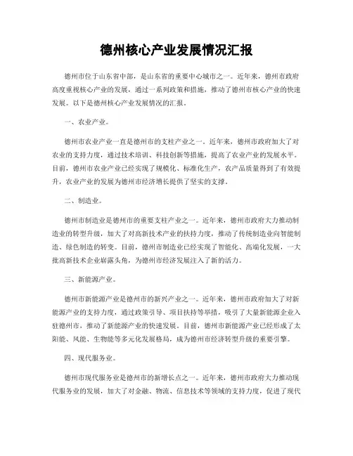 德州核心产业发展情况汇报