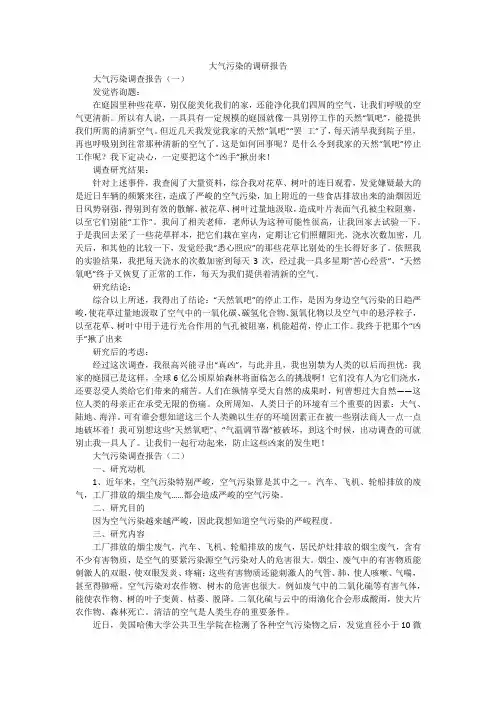 大气污染的调研报告