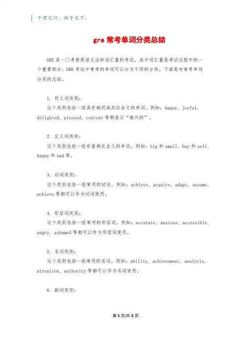 gre常考单词分类总结