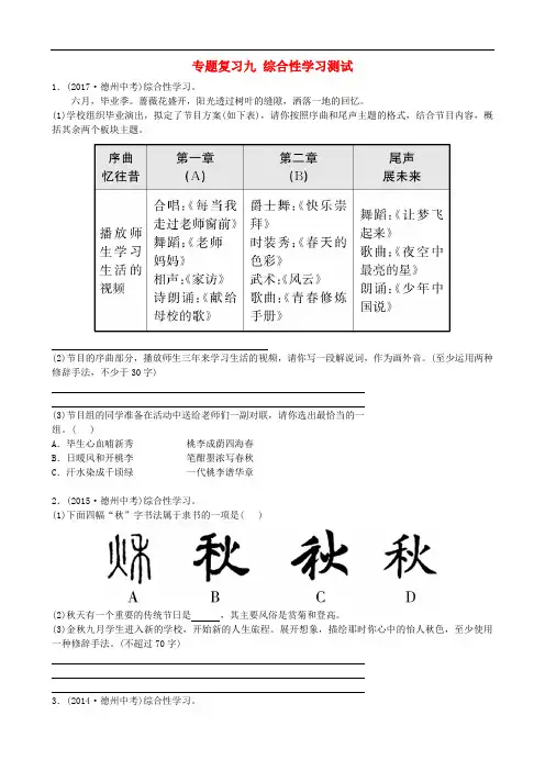 山东省中考语文专题复习九综合性学习测试45