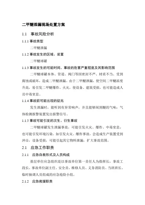 二甲醚泄漏现场处置方案