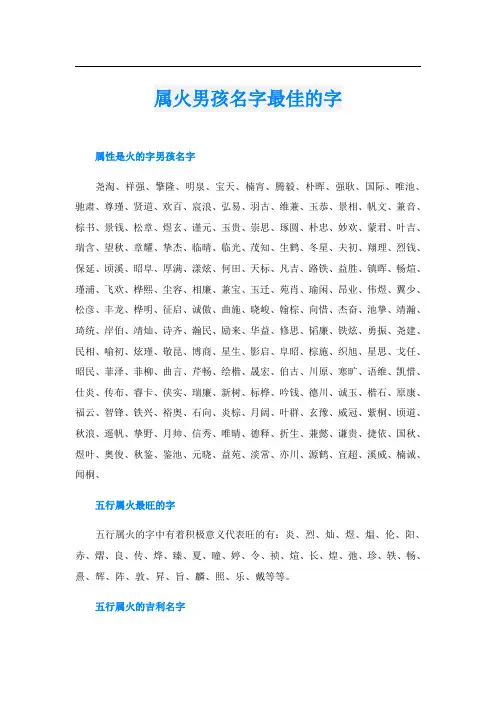 属火男孩名字最佳的字