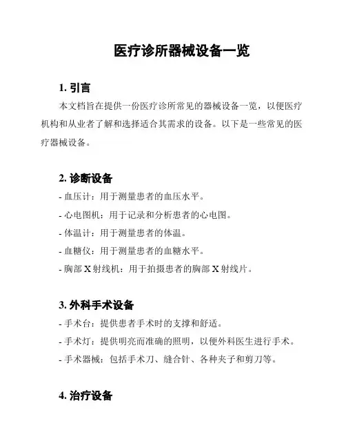 医疗诊所器械设备一览