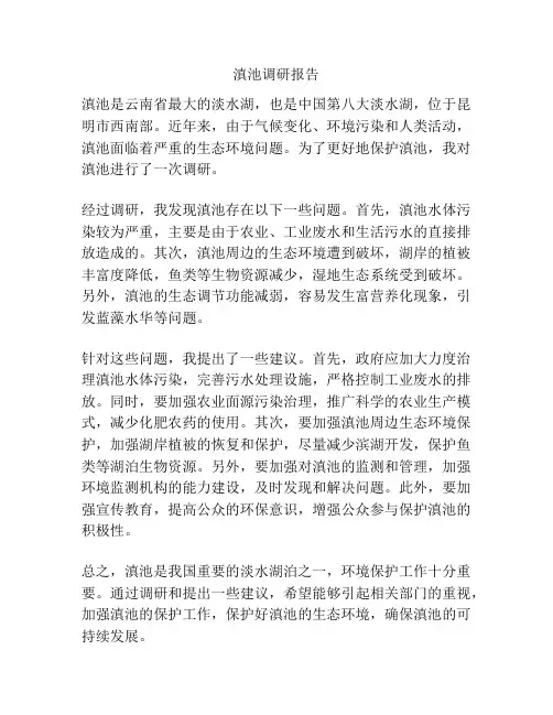 滇池调研报告