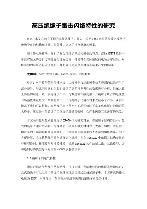 高压绝缘子雷击闪络特性的研究