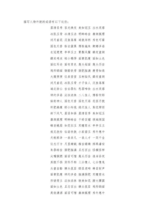 描写人物外貌的成语500个