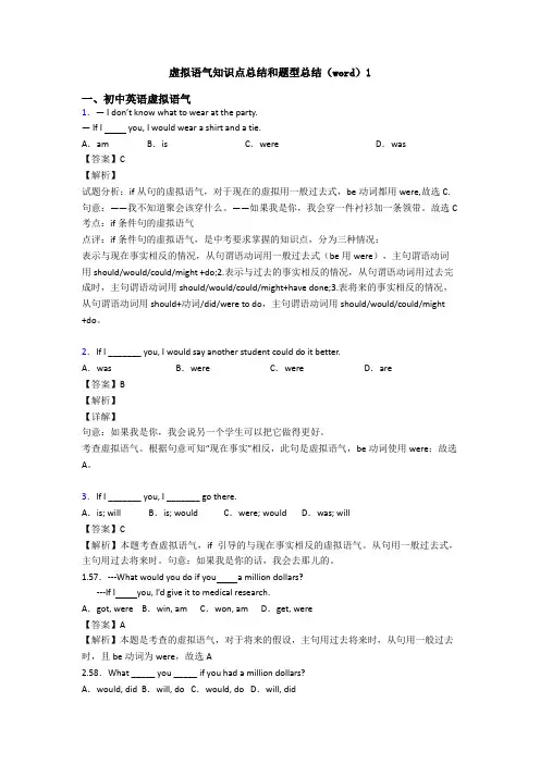 虚拟语气知识点总结和题型总结(word)1