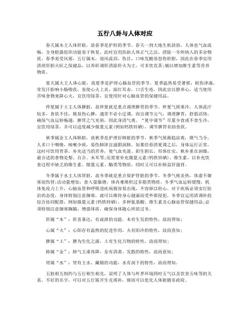 五行八卦与人体对应