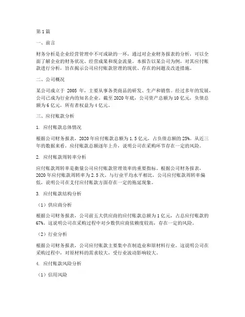财务分析报告_应付(3篇)