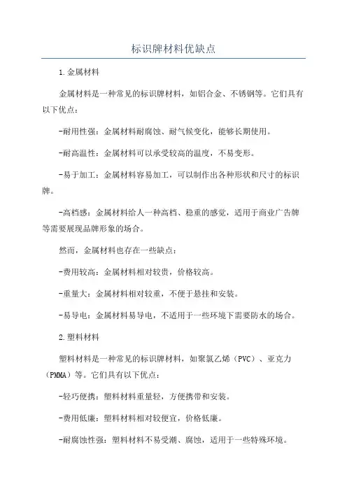 标识牌材料优缺点